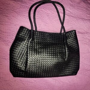 New Black Woven Leather Purse
